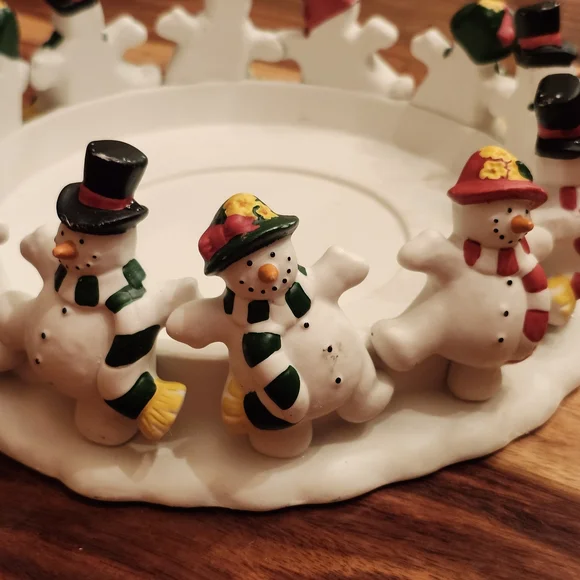PartyLite 9" Dia Frolicking Frostys 3-Wick Candle Holder Or Repurpose - Picture 8 of 10